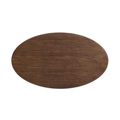 patio dining tables | CasaFoyer Lippa 48 Oval Walnut Dining Table | Timeless Modern Design | Walnut Veneer Top | Tapered Metal Base | casafoyer.myshopify.com