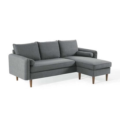 sofas | CasaFoyer Revive Upholstered Fabric Sectional Sofa | Comfortable Profile | Bolster Pillows | Luxurious Seating | Soft Polyester Upholstery | Splayed Wood Legs | Gray | casafoyer.myshopify.com