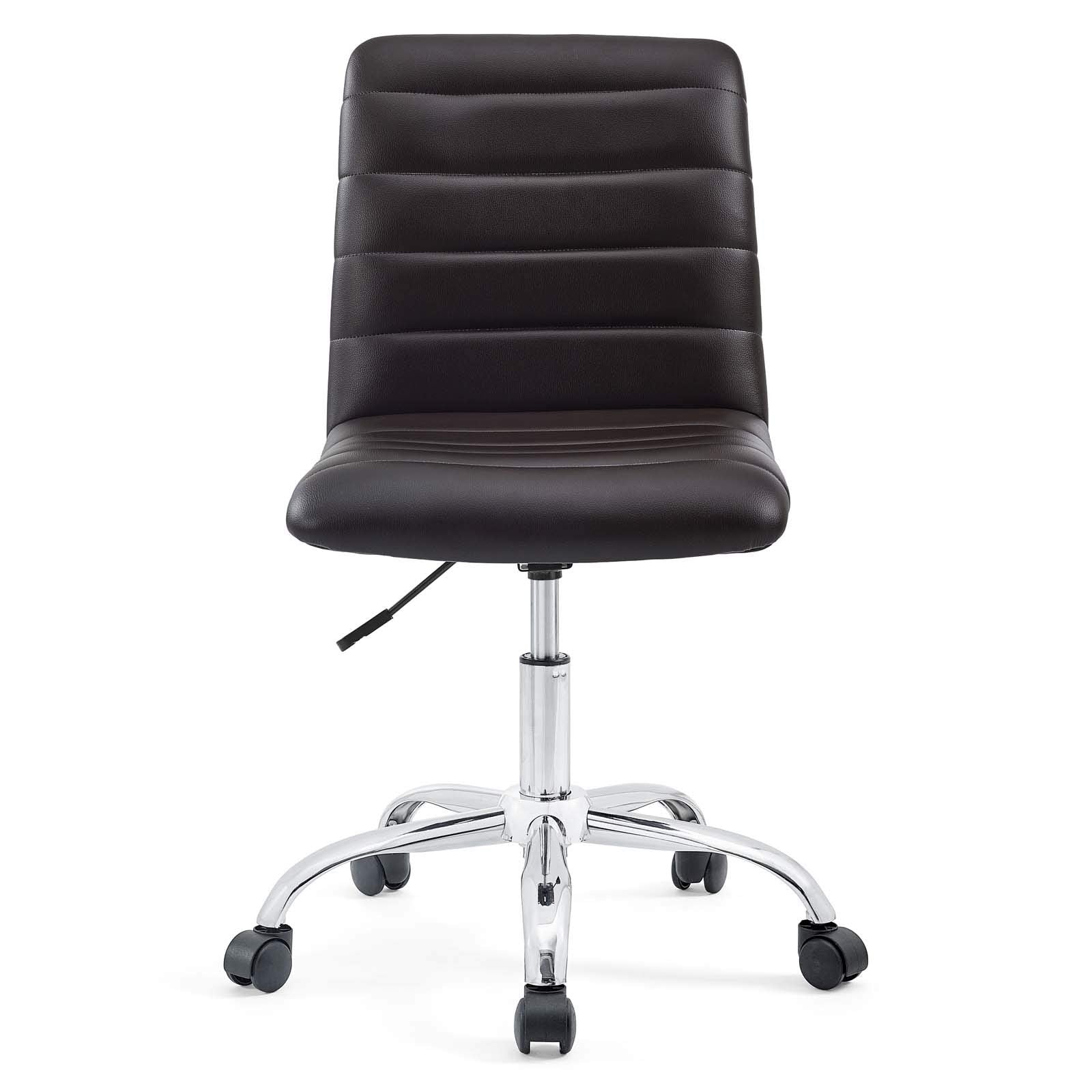 Chair | Ripple Armless Office Chair | Chrome Frame | Full Height Adjustability | 360 Swivel | Vinyl Upholstery | Ideal for Conference Rooms & Workstations | casafoyer.myshopify.com