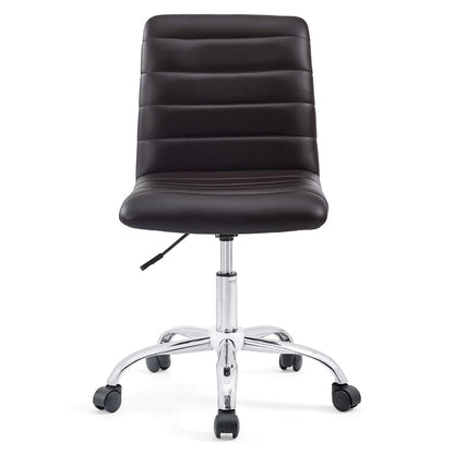Chair | Ripple Armless Office Chair | Chrome Frame | Full Height Adjustability | 360 Swivel | Vinyl Upholstery | Ideal for Conference Rooms & Workstations | casafoyer.myshopify.com