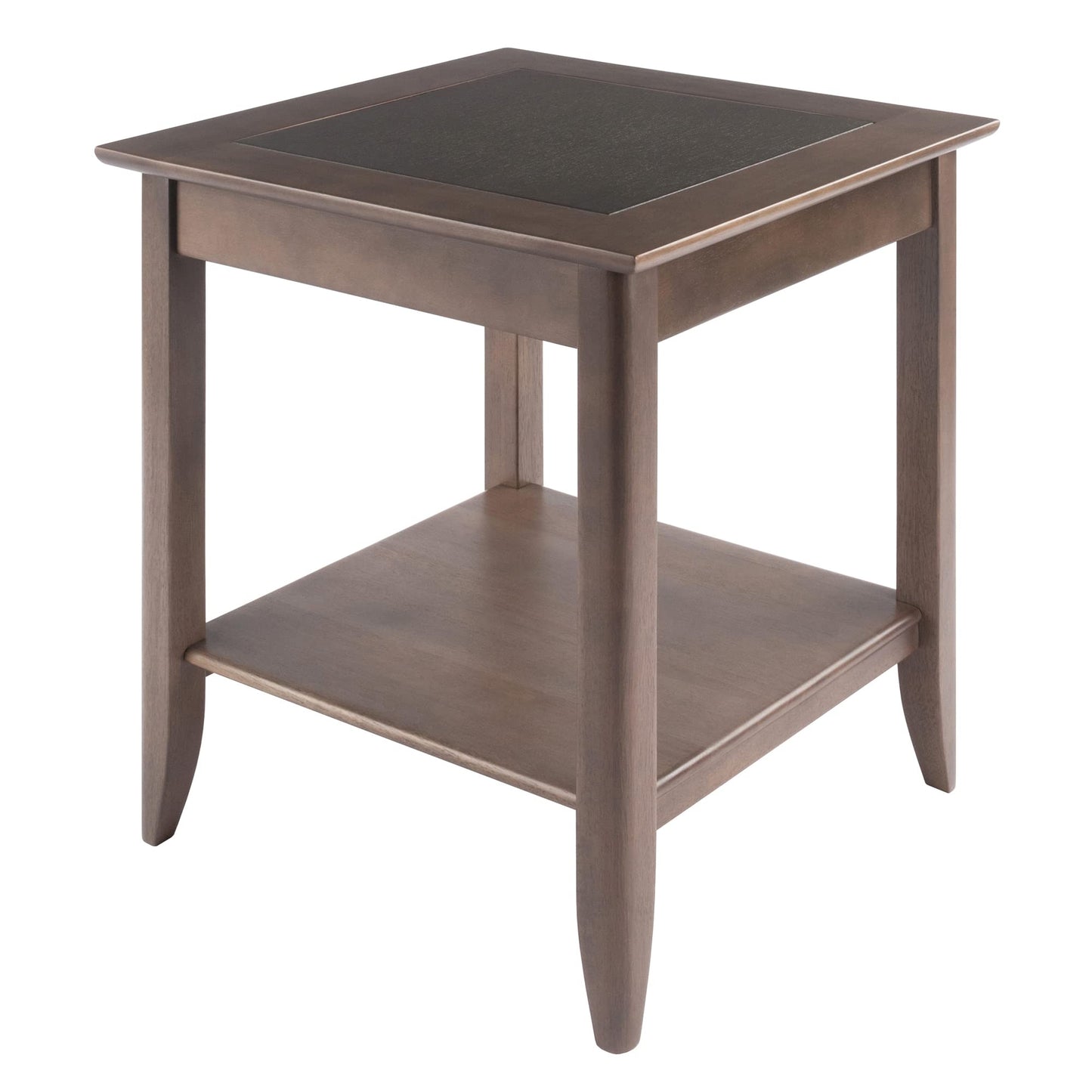 TABLE | Ergode Santino End Table | Contemporary Oyster Gray Finish | Wood Inlay | Versatile Accent Table | Spacious Lower Shelf | Solid Wood Frame | Easy Assembly | 24H x 22.6W x 22.6D | casafoyer.myshopify.com