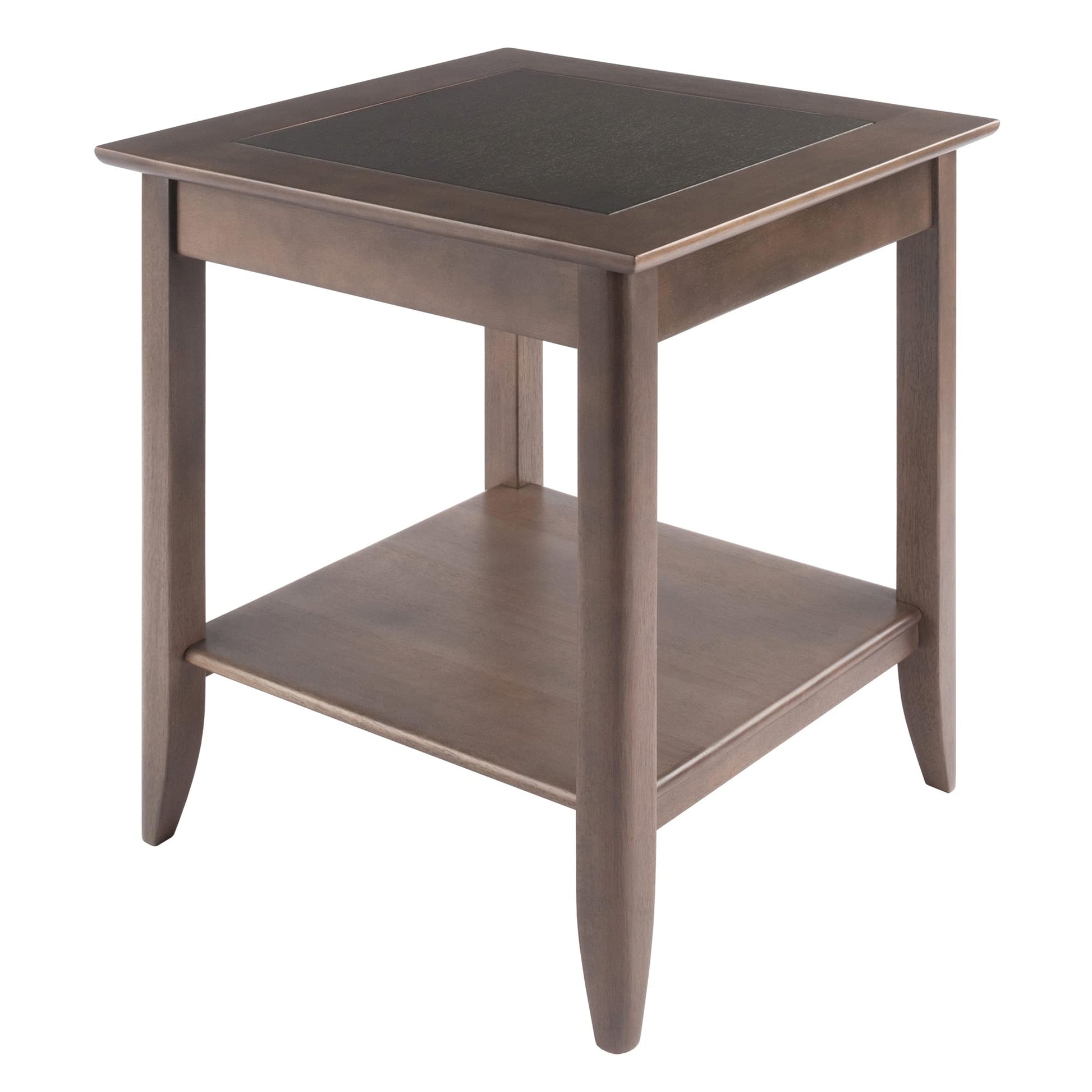 TABLE | Ergode Santino End Table | Contemporary Oyster Gray Finish | Wood Inlay | Versatile Accent Table | Spacious Lower Shelf | Solid Wood Frame | Easy Assembly | 24H x 22.6W x 22.6D | casafoyer.myshopify.com