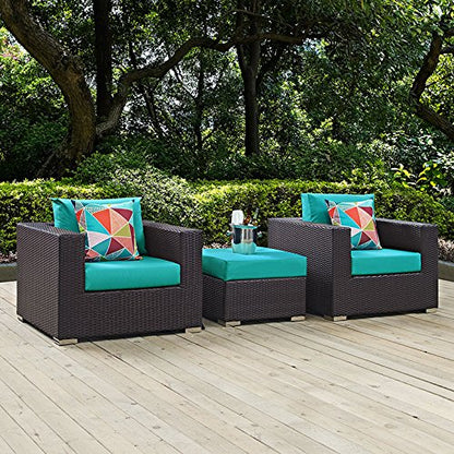 kitchen and dining room sets | CasaFoyer Convene Outdoor Sectional Set | Durable Rattan & Aluminum Frame | Weather-Resistant Cushions | Includes Ottoman & Armchairs | casafoyer.myshopify.com