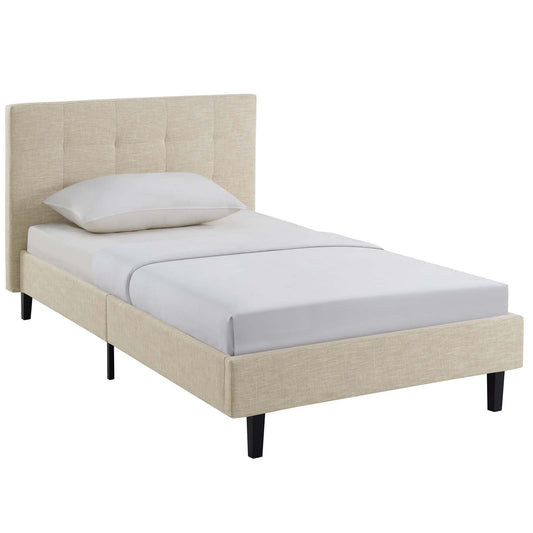 Bed | CasaFoyer Linnea Platform Bed | Elegant Upholstered Tufted Headboard | Solid Wood Legs | No Box Spring Needed | Supports Various Mattress Types | Chic-Luxe Design | Weight Capacity 1300 lbs | Beige | Twin Size | casafoyer.myshopify.com