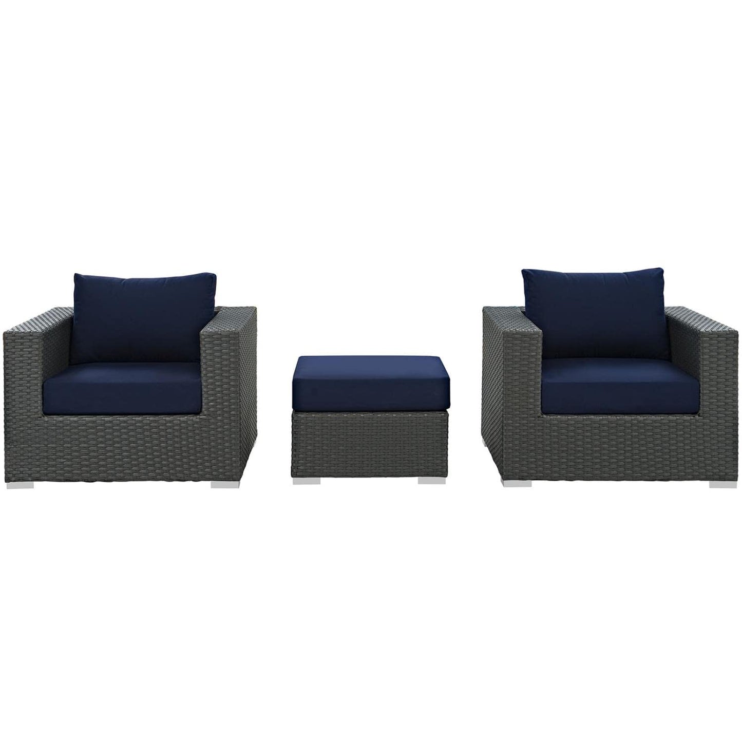 Patio Furniture Sets | Sojourn Outdoor Patio Furniture Set | Ottoman & Armchairs | Sunbrella Cushions | UV Protection | Aluminum Frame | casafoyer.myshopify.com