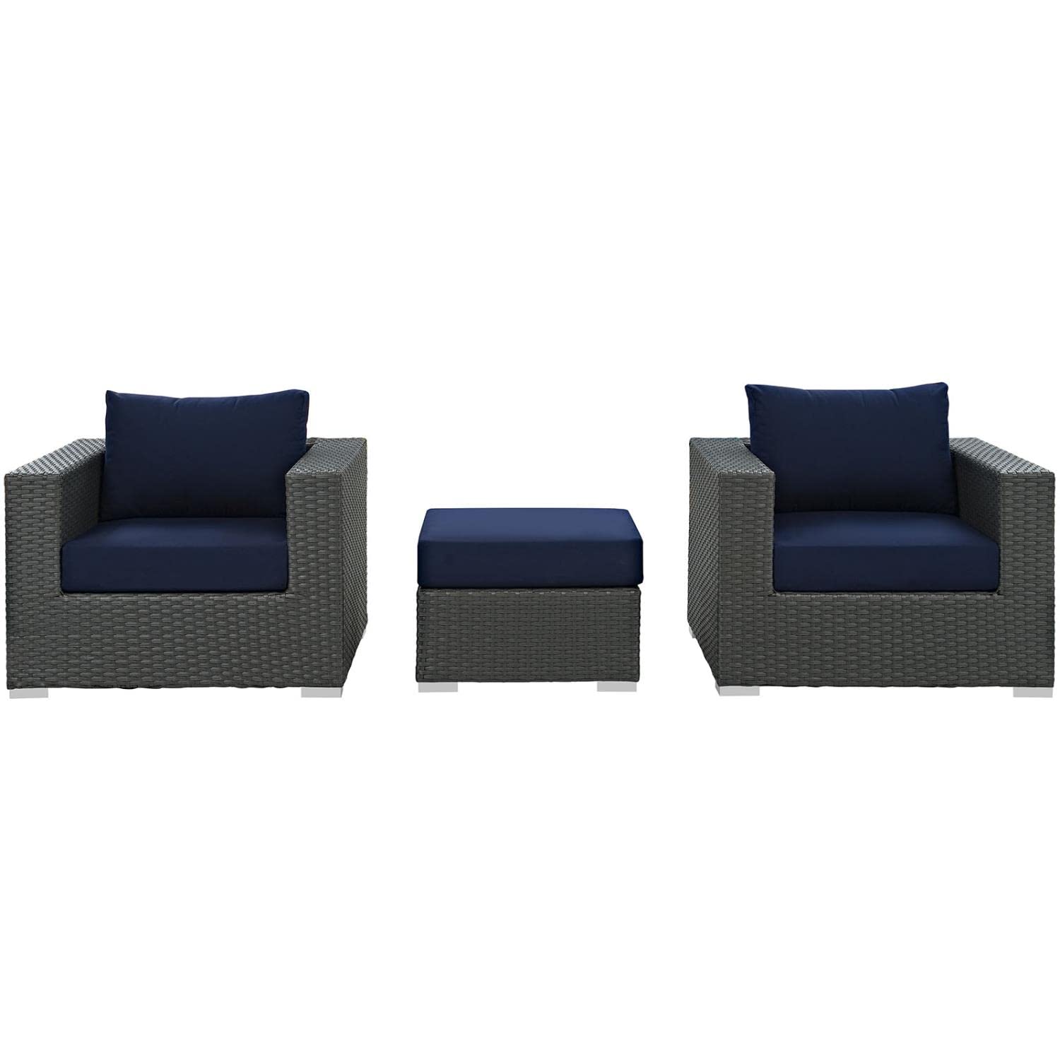 Patio Furniture Sets | Sojourn Outdoor Patio Furniture Set | Ottoman & Armchairs | Sunbrella Cushions | UV Protection | Aluminum Frame | casafoyer.myshopify.com