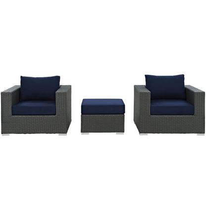 Patio Furniture Sets | Sojourn Outdoor Patio Furniture Set | Ottoman & Armchairs | Sunbrella Cushions | UV Protection | Aluminum Frame | casafoyer.myshopify.com