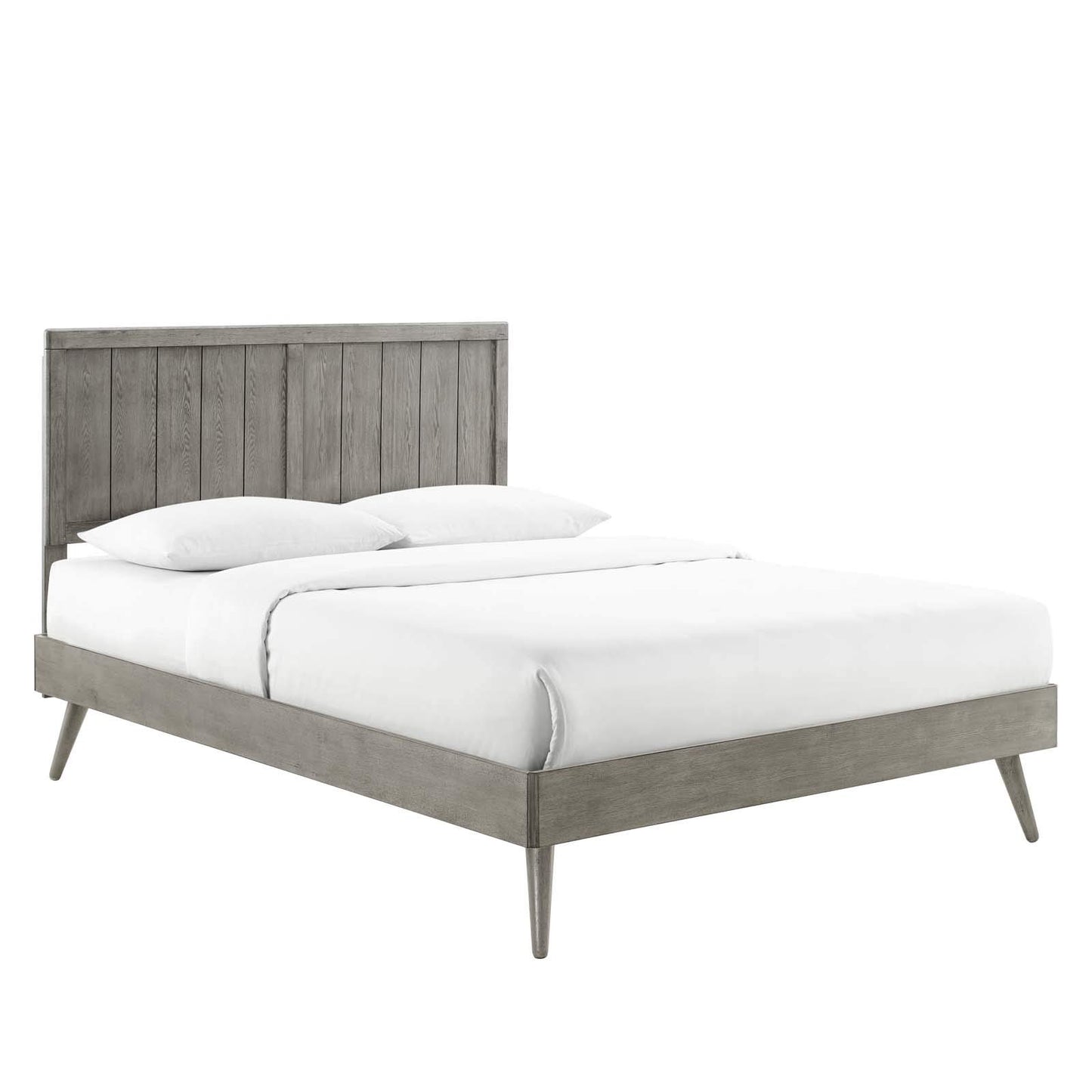 adjustable bed bases | CasaFoyer Alana Wood King Platform Bed | Retro Charm | Durable Construction | No Box Spring Needed | Gray | casafoyer.myshopify.com