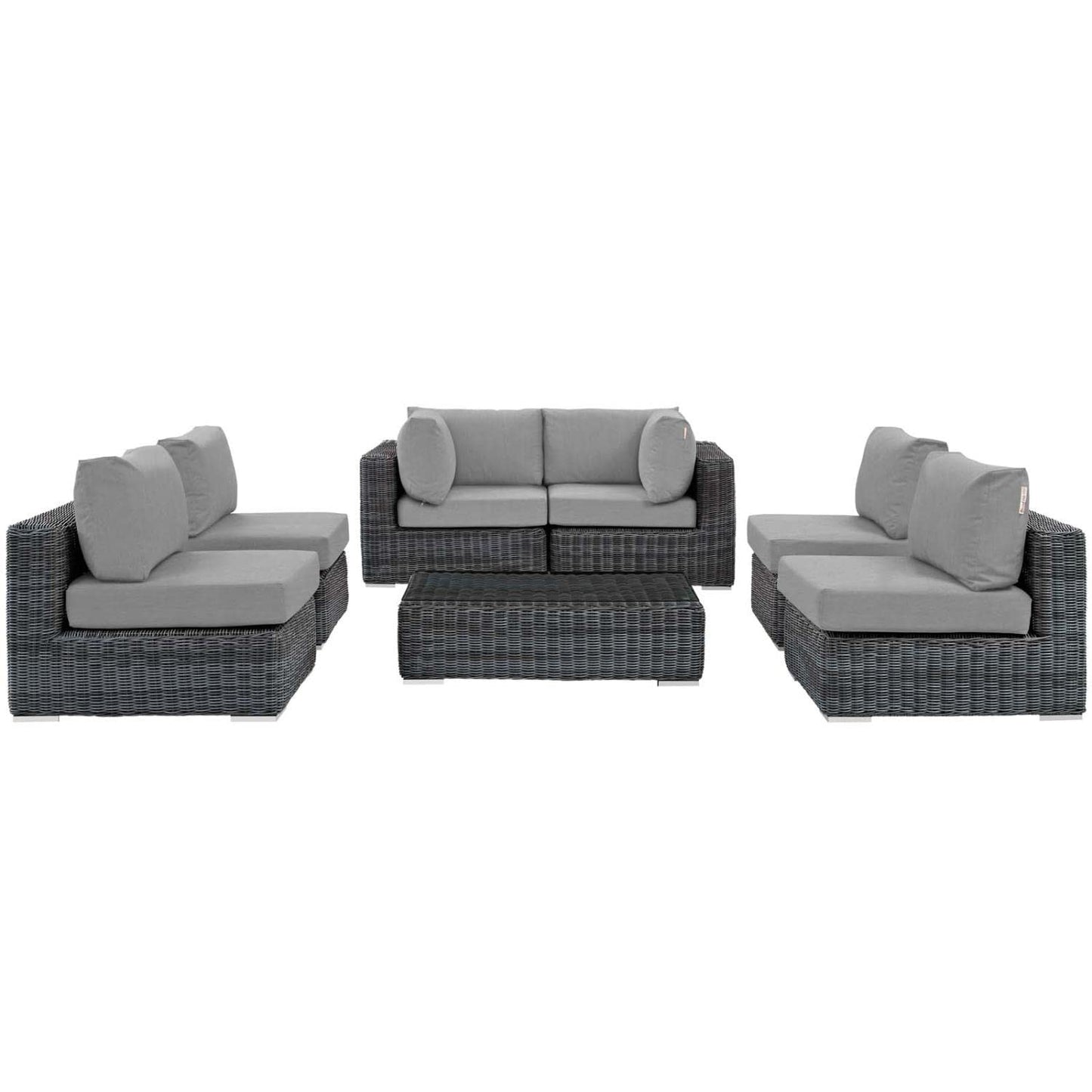 kitchen and dining room sets | CasaFoyer Summon Outdoor Patio Sectional Sofa Set | 7 Piece | Two-Tone Rattan | Sunbrella Cushions | UV Protection | Aluminum Frame | casafoyer.myshopify.com