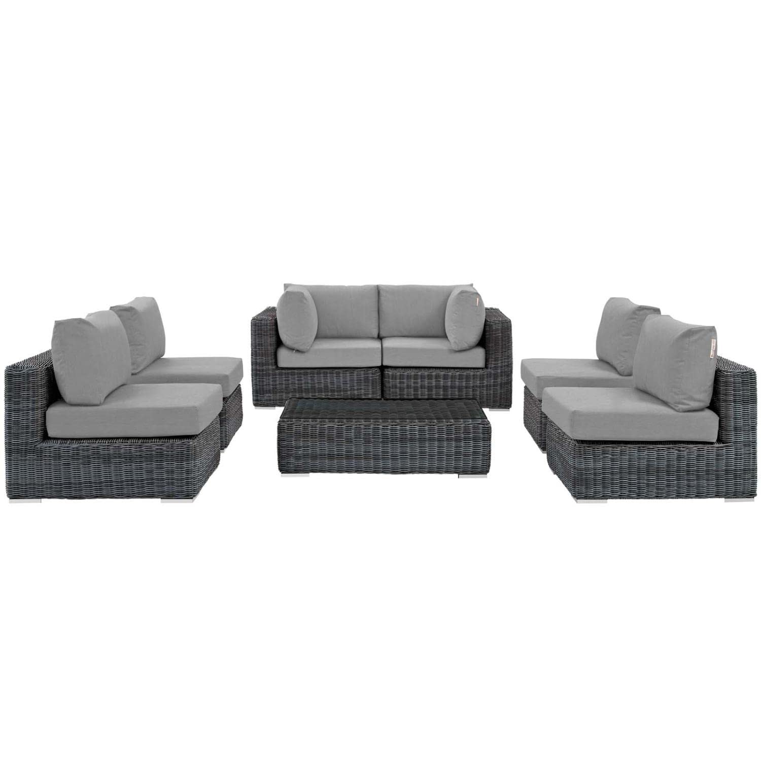 kitchen and dining room sets | CasaFoyer Summon Outdoor Patio Sectional Sofa Set | 7 Piece | Two-Tone Rattan | Sunbrella Cushions | UV Protection | Aluminum Frame | casafoyer.myshopify.com