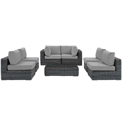 kitchen and dining room sets | CasaFoyer Summon Outdoor Patio Sectional Sofa Set | 7 Piece | Two-Tone Rattan | Sunbrella Cushions | UV Protection | Aluminum Frame | casafoyer.myshopify.com