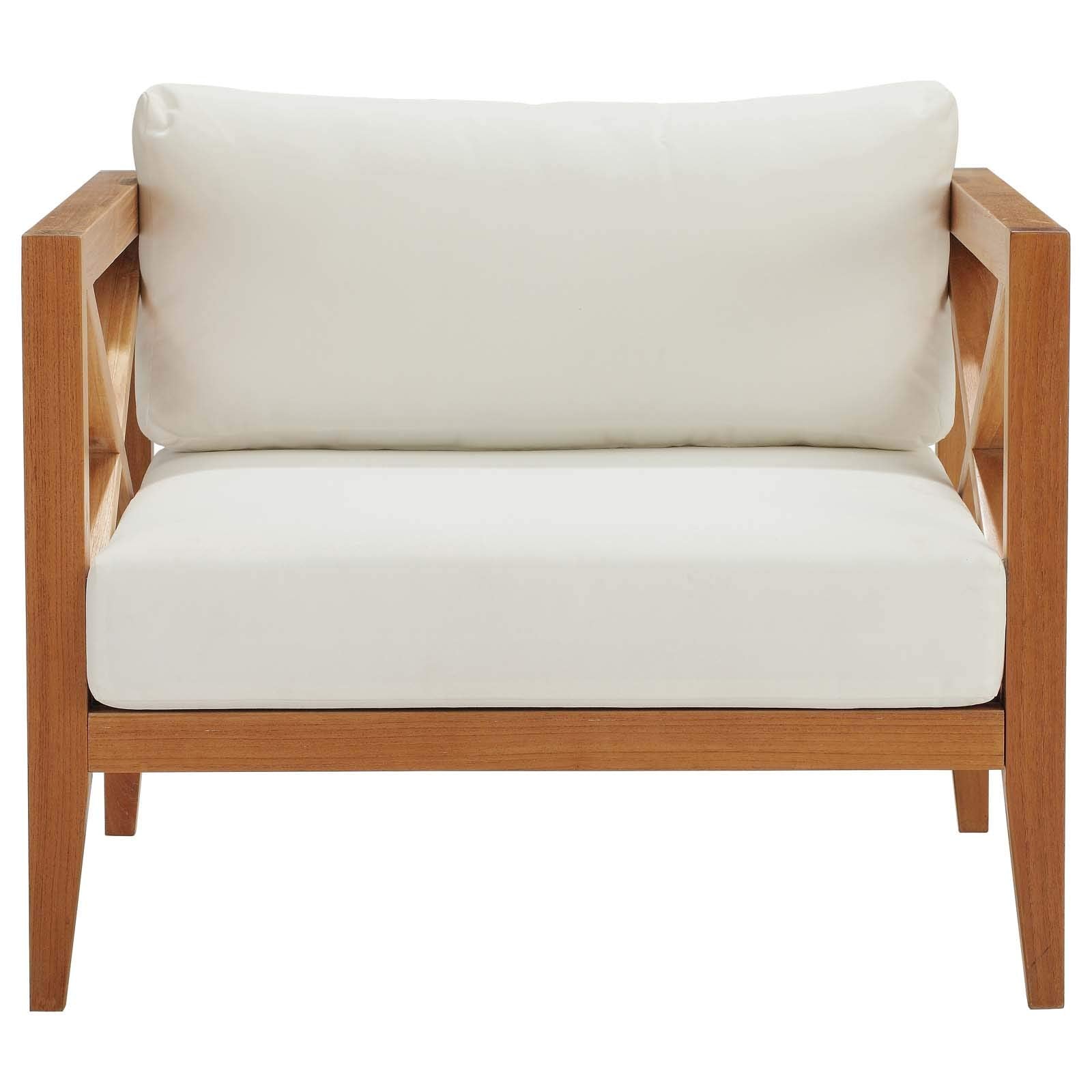 patio bistro sets | CasaFoyer Northlake Premium Grade A Teak Outdoor Armchair | All-Weather UV Resistant Cushions | Natural White | casafoyer.myshopify.com