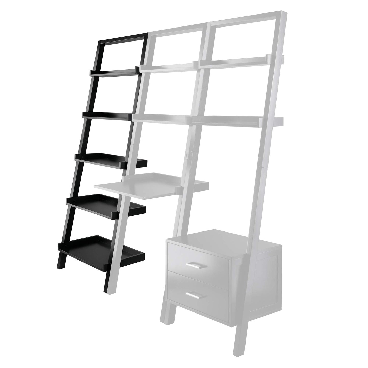 SHELF | Ergode  Wood Bellamy Leaning Shelf | Sleek & Stylish Space-Saving Solution | 5 Tiers of Open Shelves | Black Finish | Easy Assembly & Wall Attachment | casafoyer.myshopify.com