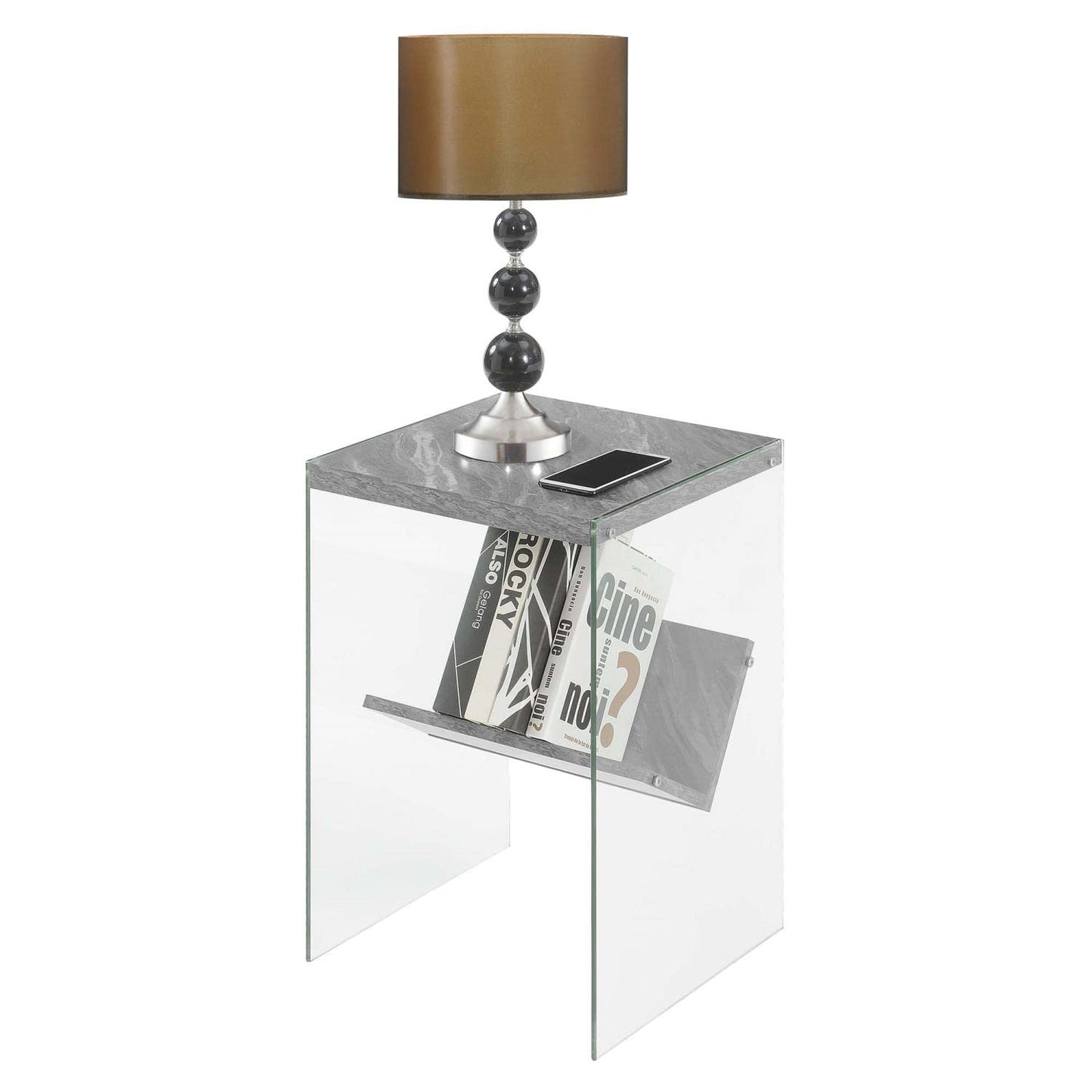 TABLE | Ergode SoHo End Table with Shelf | Sleek & Stylish Design | Tempered Glass Sides | Sturdy Surface Top | Ideal for Remotes & Reading Material | casafoyer.myshopify.com