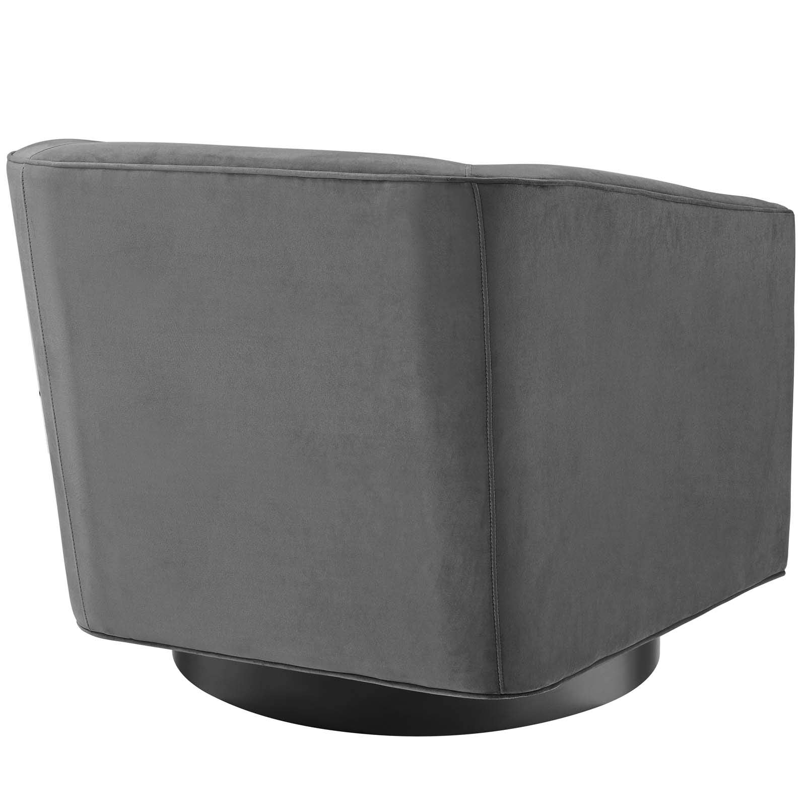 home office desk chairs | CasaFoyer Twist Accent Lounge Swivel Chair | Plush Velvet Upholstery | Barrel Back Design | Black Metal Swivel Base | Gray | casafoyer.myshopify.com