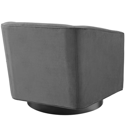 home office desk chairs | CasaFoyer Twist Accent Lounge Swivel Chair | Plush Velvet Upholstery | Barrel Back Design | Black Metal Swivel Base | Gray | casafoyer.myshopify.com