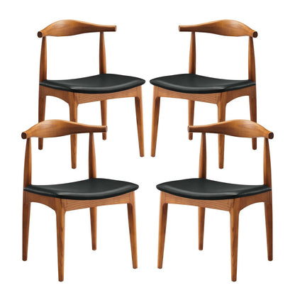 Sofa & chair Sets | Tracy Dining Side Chair Set of 4 | Mid-Century Wood Frame | Foam Padded Seat | Black Leatherette Upholstery | casafoyer.myshopify.com