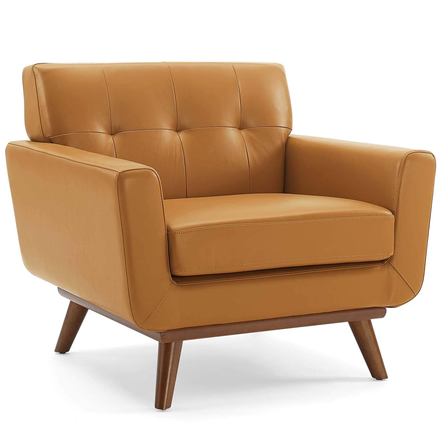 home office desk chairs | CasaFoyer Engage Lounge Accent Armchair | Top-Grain Leather | Mid-Century Modern Design | Plush Cushions | Retro Style | Wood Legs | Tan | casafoyer.myshopify.com