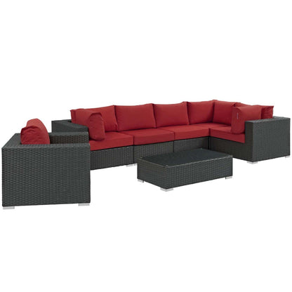 kitchen and dining room sets | CasaFoyer Sojourn Outdoor Patio Furniture Set | Sunbrella Cushions | Synthetic Rattan | UV Protection | Aluminum Frame | Includes Armchair, Coffee Table, Corners, Armless Chairs | casafoyer.myshopify.com