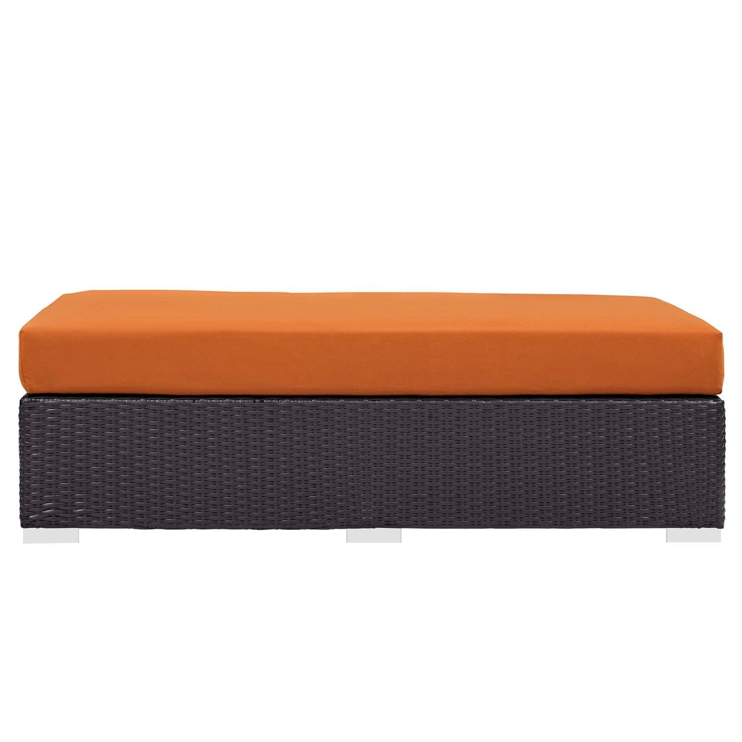 ottomans | CasaFoyer Convene Outdoor Sectional | Durable Rattan Ottoman | All-Weather Cushions | Espresso Orange | casafoyer.myshopify.com