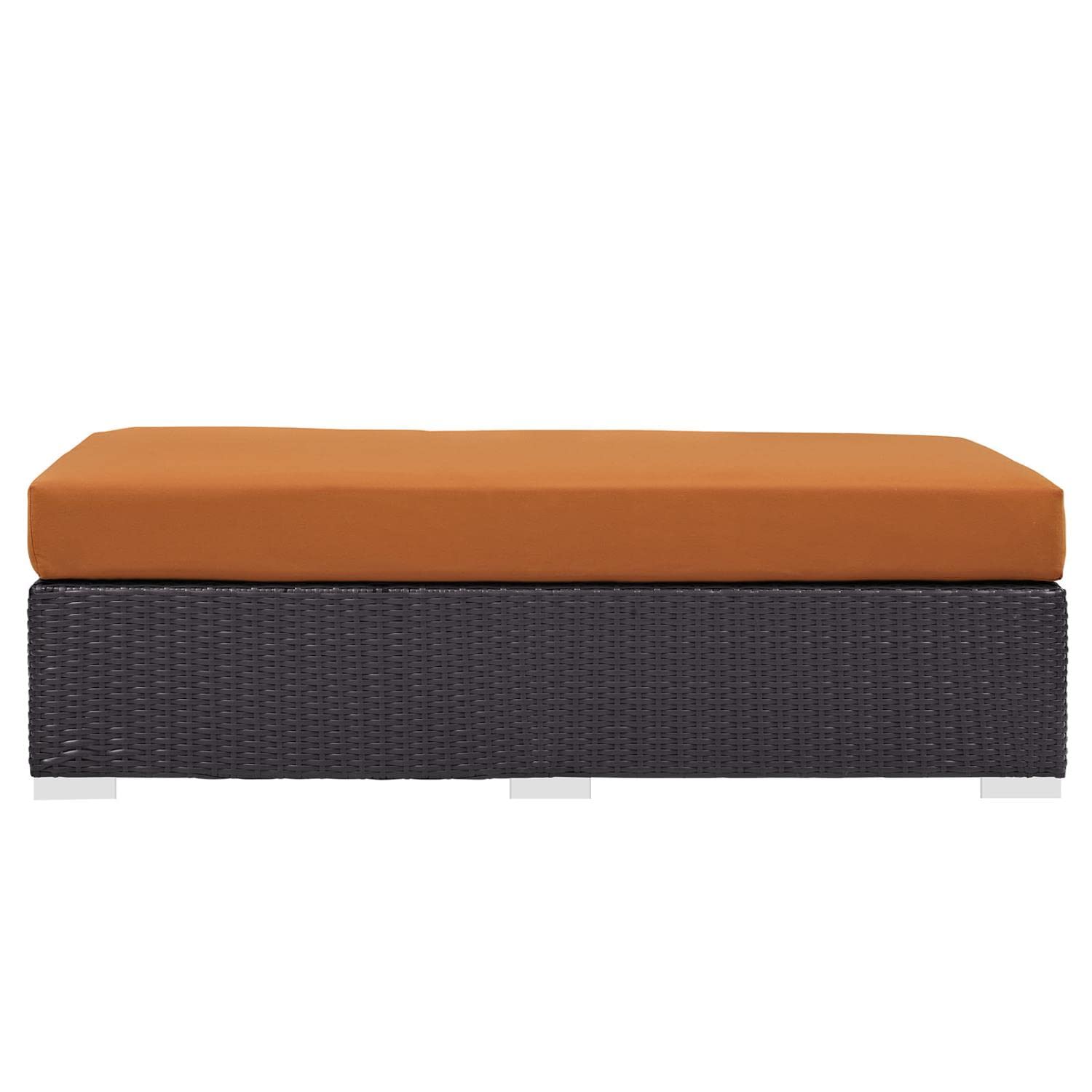 ottomans | CasaFoyer Convene Outdoor Sectional | Durable Rattan Ottoman | All-Weather Cushions | Espresso Orange | casafoyer.myshopify.com