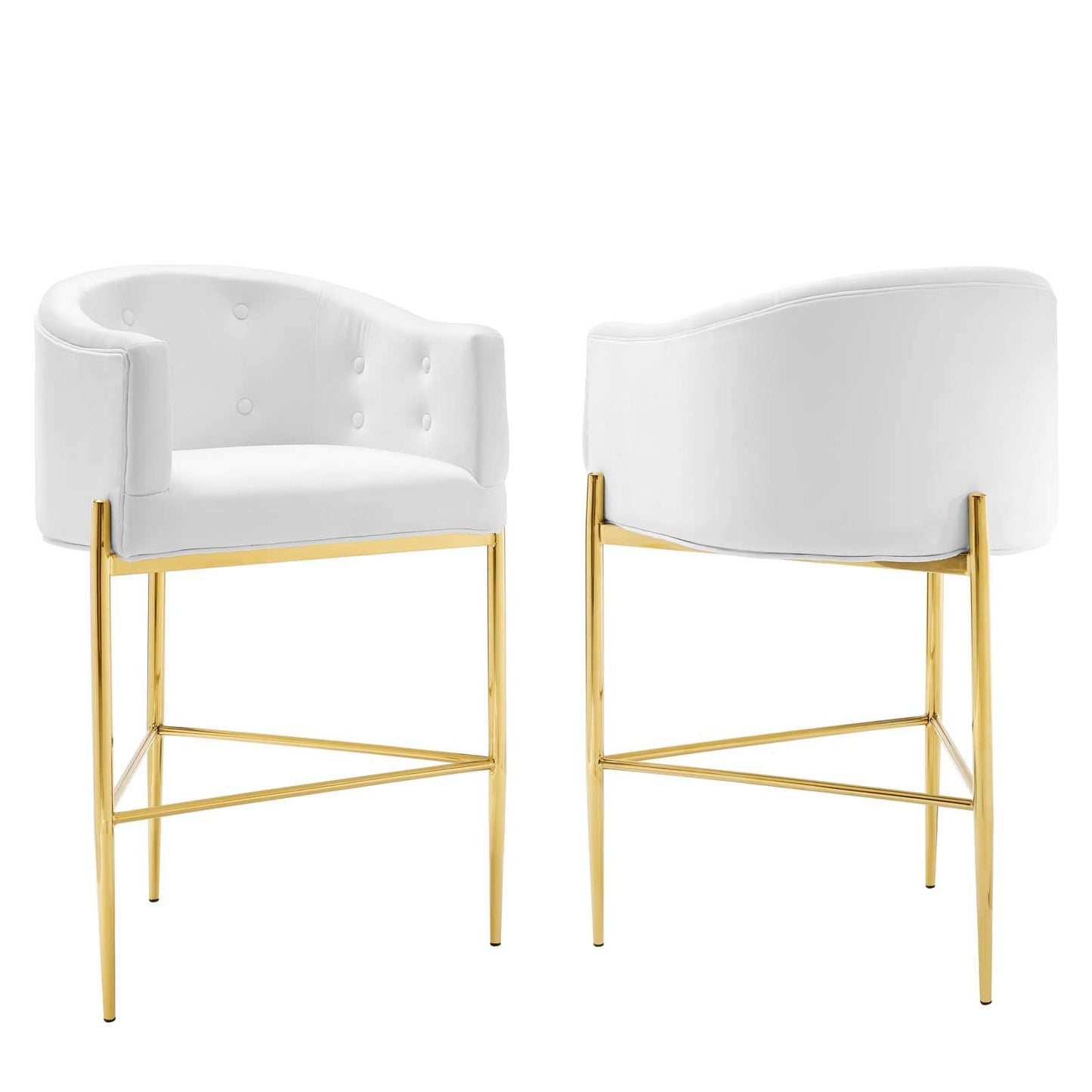 barstools | CasaFoyer Savour Tufted Performance Velvet Bar Stool Set of 2 | Luxury Design | Stain-Resistant Upholstery | Comfortable Foam Padding | Chrome Gold Frame | 300 lb Weight Capacity | 29 Seat Height | casafoyer.myshopify.com