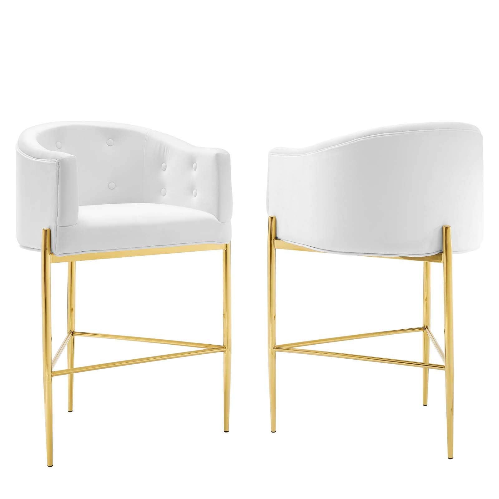 barstools | CasaFoyer Savour Tufted Performance Velvet Bar Stool Set of 2 | Luxury Design | Stain-Resistant Upholstery | Comfortable Foam Padding | Chrome Gold Frame | 300 lb Weight Capacity | 29 Seat Height | casafoyer.myshopify.com