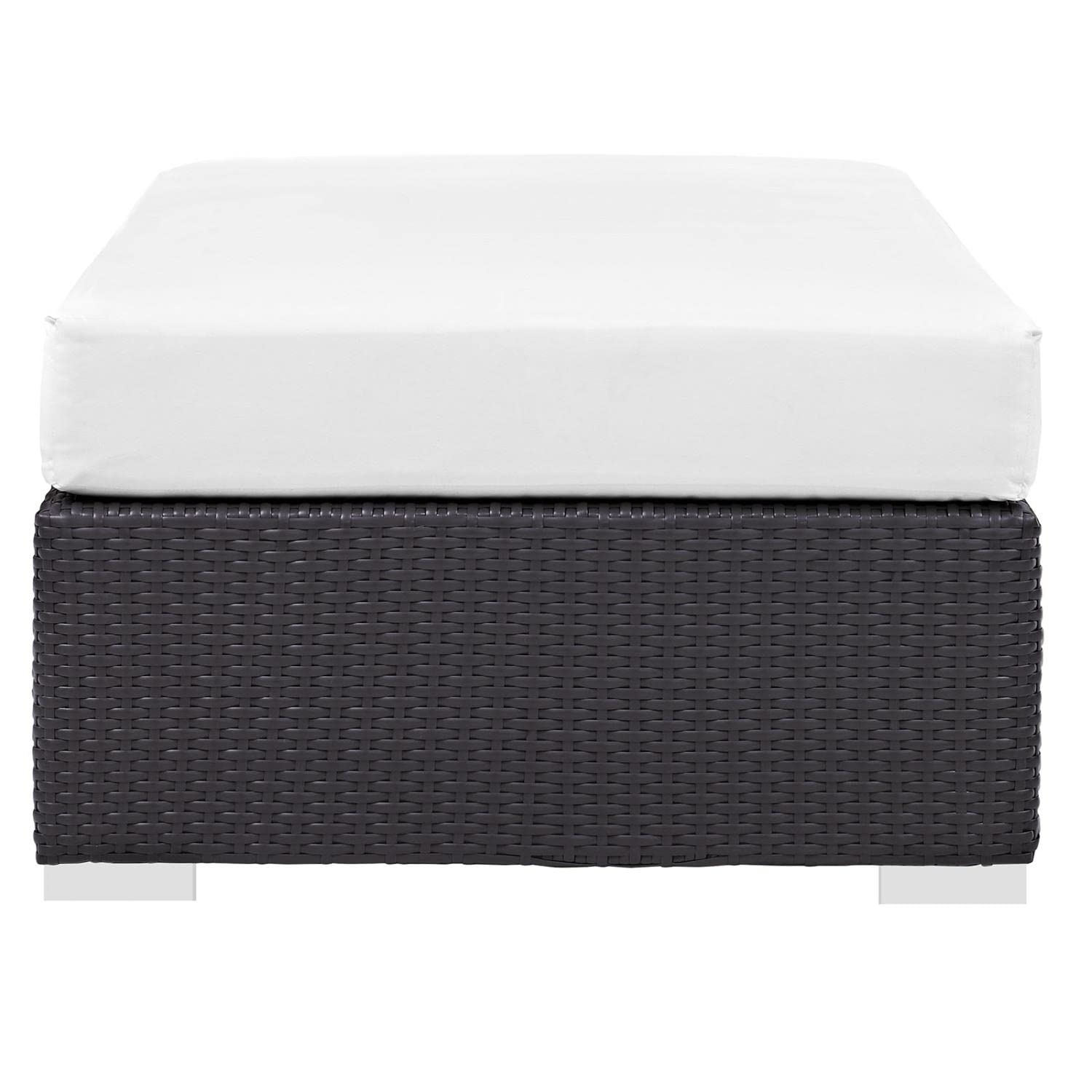 ottomans | CasaFoyer Convene Outdoor Sectional | Durable Rattan Ottoman | All-Weather Cushions | Versatile & Stylish | Espresso White | casafoyer.myshopify.com