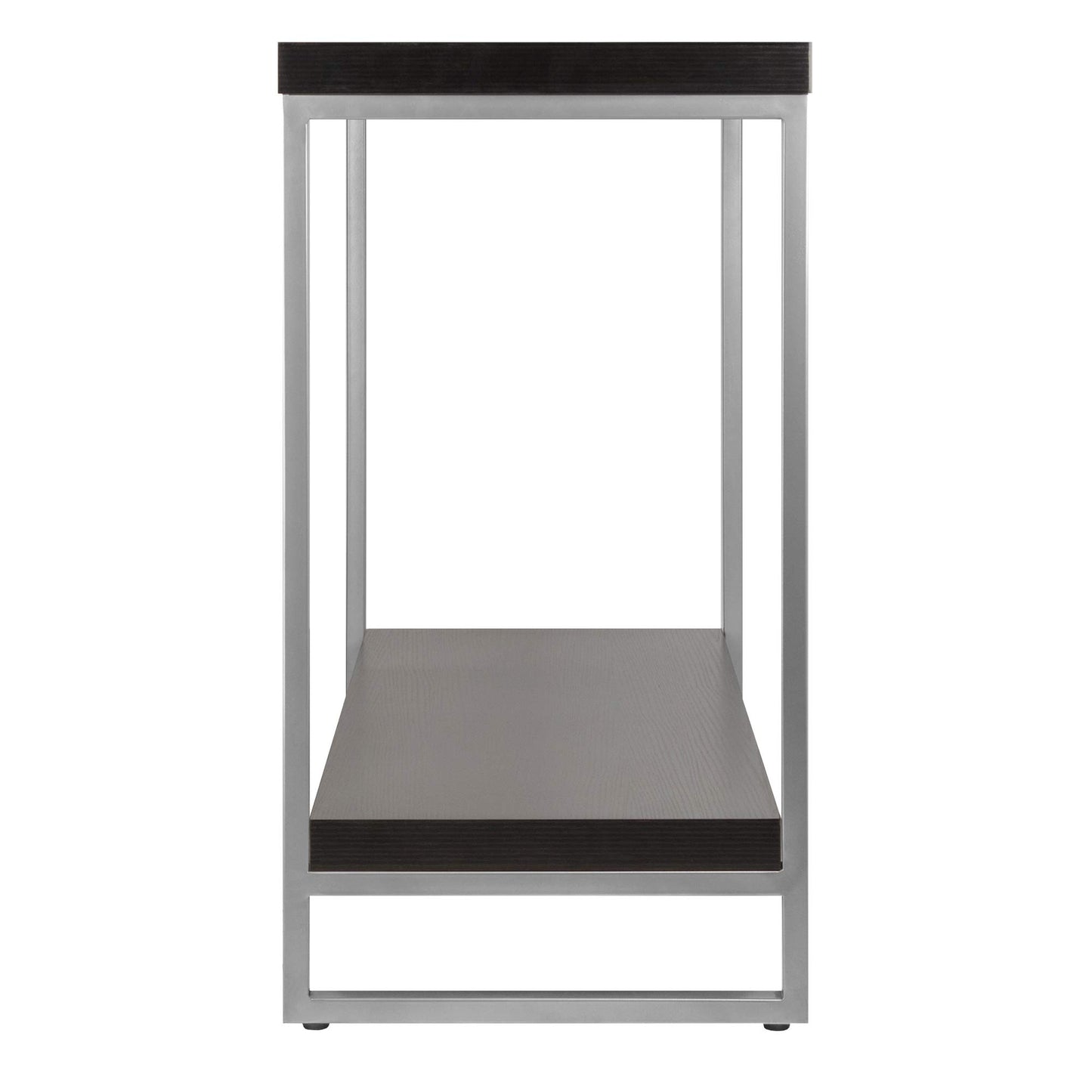 TABLE | Ergode Jared Collection | Contemporary Metal Frame Console Table | Pewter Finish | Black Wood Top | Bottom Shelf | 40 Length | 30 Height | 15.98 Depth | Easy Assembly | 31.2 lbs | casafoyer.myshopify.com