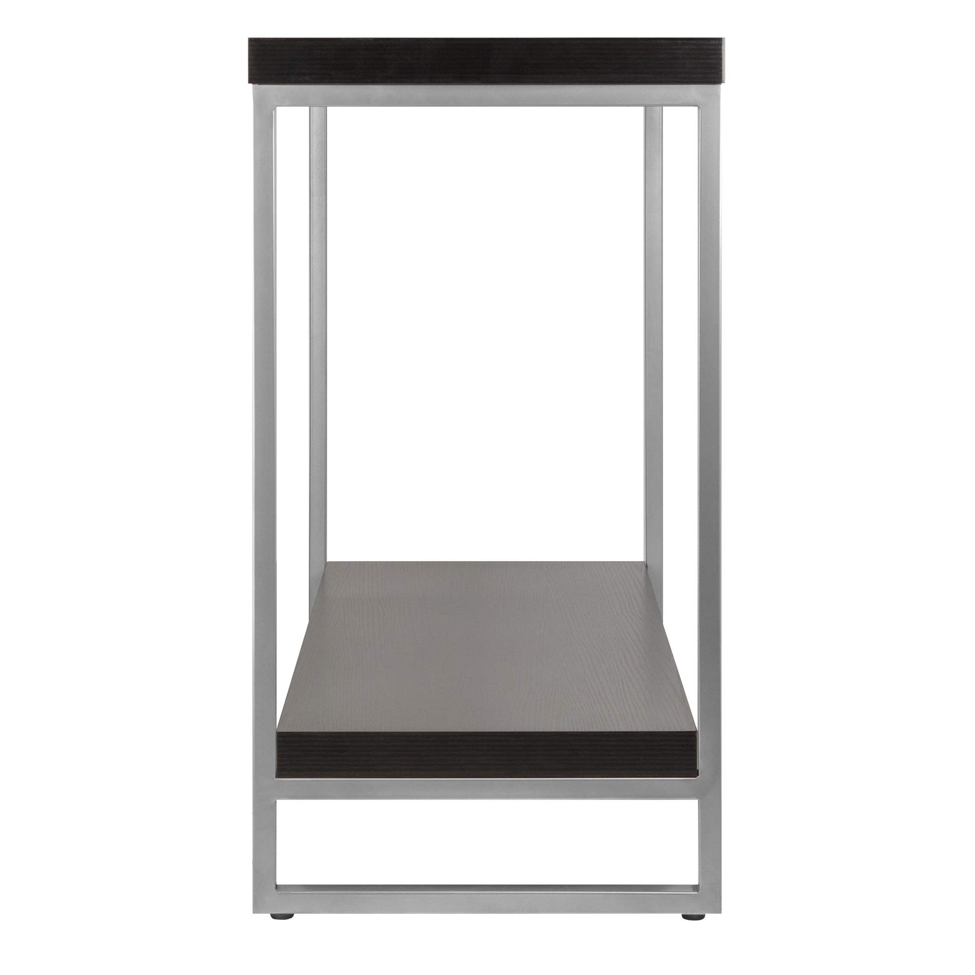 TABLE | Ergode Jared Collection | Contemporary Metal Frame Console Table | Pewter Finish | Black Wood Top | Bottom Shelf | 40 Length | 30 Height | 15.98 Depth | Easy Assembly | 31.2 lbs | casafoyer.myshopify.com