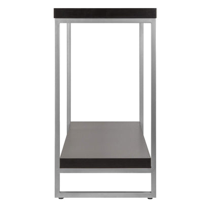TABLE | Ergode Jared Collection | Contemporary Metal Frame Console Table | Pewter Finish | Black Wood Top | Bottom Shelf | 40 Length | 30 Height | 15.98 Depth | Easy Assembly | 31.2 lbs | casafoyer.myshopify.com