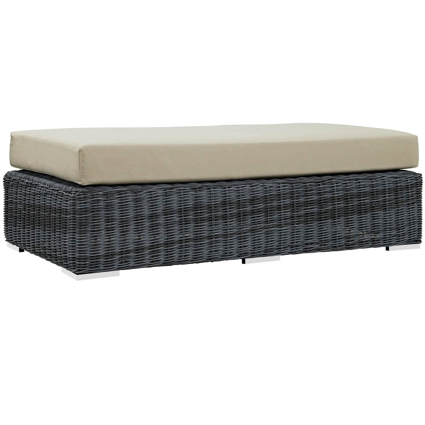 ottomans | CasaFoyer Summon Outdoor Patio Rectangle Ottoman | Two-Tone Rattan | Sunbrella Cushions | Aluminum Frame | Ideal for Patio, Backyard, Poolside | casafoyer.myshopify.com