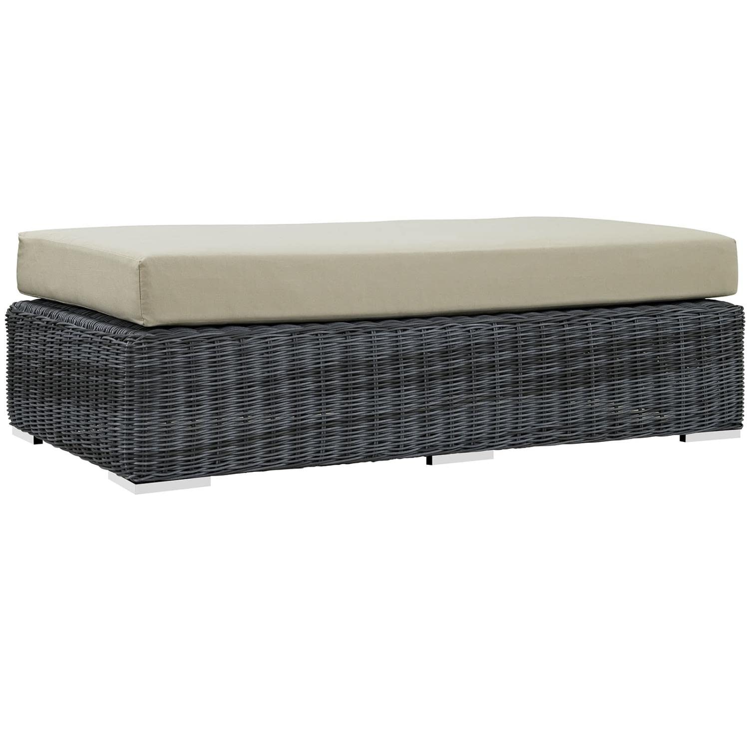 ottomans | CasaFoyer Summon Outdoor Patio Rectangle Ottoman | Two-Tone Rattan | Sunbrella Cushions | Aluminum Frame | Ideal for Patio, Backyard, Poolside | casafoyer.myshopify.com