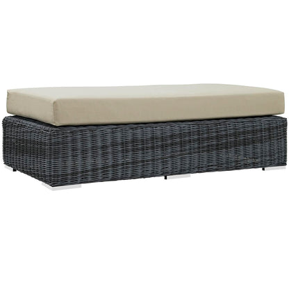 ottomans | CasaFoyer Summon Outdoor Patio Rectangle Ottoman | Two-Tone Rattan | Sunbrella Cushions | Aluminum Frame | Ideal for Patio, Backyard, Poolside | casafoyer.myshopify.com