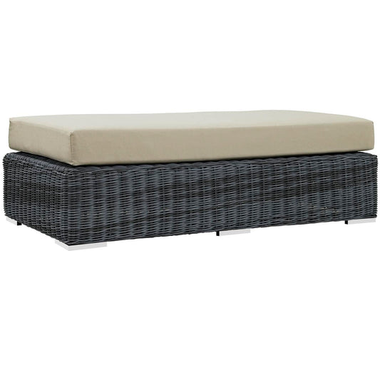 ottomans | CasaFoyer Summon Outdoor Patio Rectangle Ottoman | Two-Tone Rattan | Sunbrella Cushions | Aluminum Frame | Ideal for Patio, Backyard, Poolside | casafoyer.myshopify.com