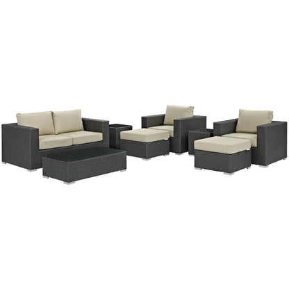 kitchen and dining room sets | CasaFoyer Sojourn Outdoor Patio Furniture Set | Sunbrella Cushions | Synthetic Rattan | UV Protection | Aluminum Frame | Coffee Table, Loveseat, Armchairs, Ottomans, Side Tables | casafoyer.myshopify.com