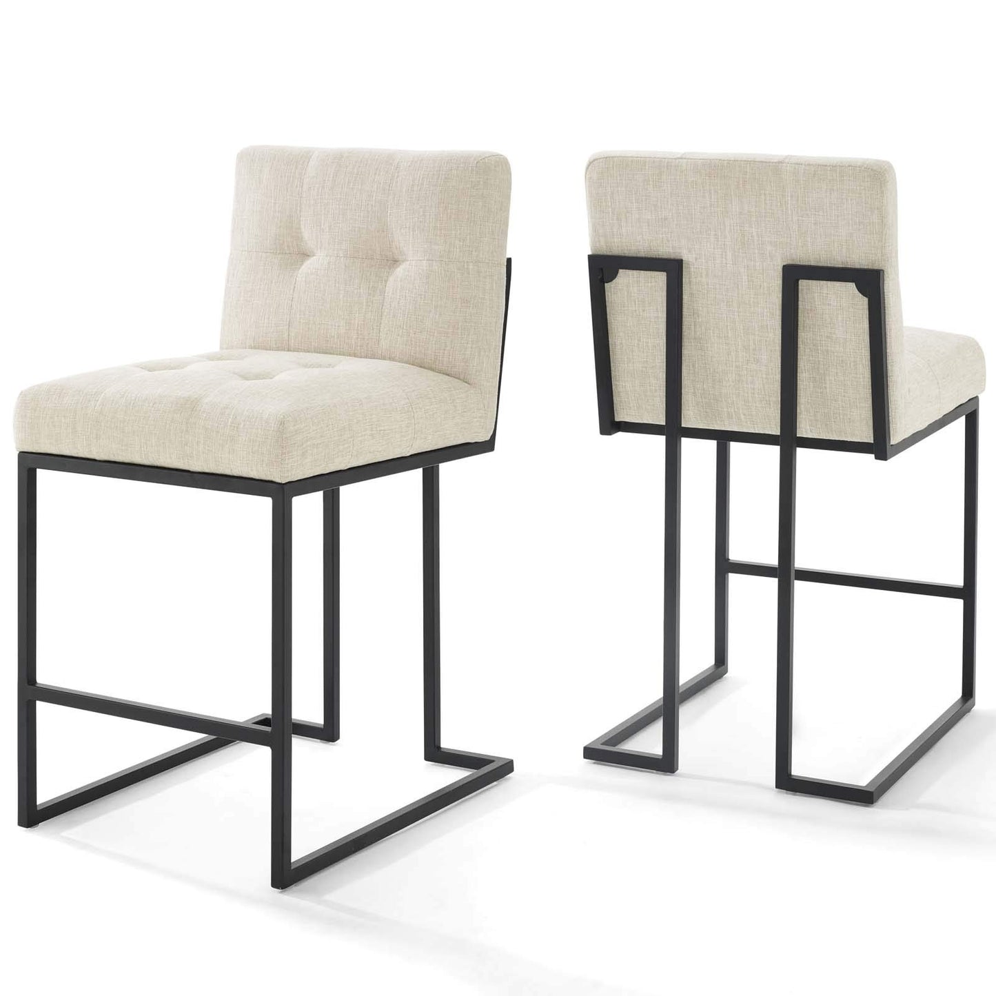 barstools | CasaFoyer Privy Counter Stool Set of 2 | Upholstered Fabric | Matte Black Stainless Steel Base | Sleek & Contemporary Design | casafoyer.myshopify.com