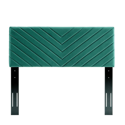 Bed | CasaFoyer Alyson Twin Angular Channel Tufted Performance Velvet Upholstered Headboard | Elegant & Durable Bedroom Decor | Teal | casafoyer.myshopify.com