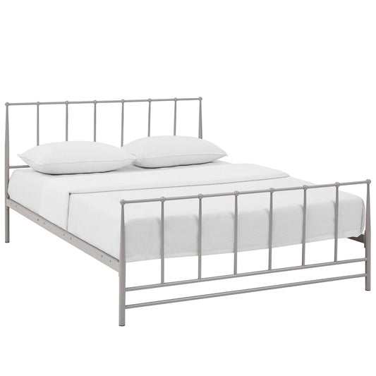 Bed | CasaFoyer  Estate Platform Bed | Serene & Sophisticated Design | Coated Steel Frame | Non-Marking Foot Caps | Stable & Durable | No Box Spring Needed | Accommodates Various Mattress Types | 1300 lbs Weight Capacity | Queen Size (Gray) | casafoyer.myshopify.com