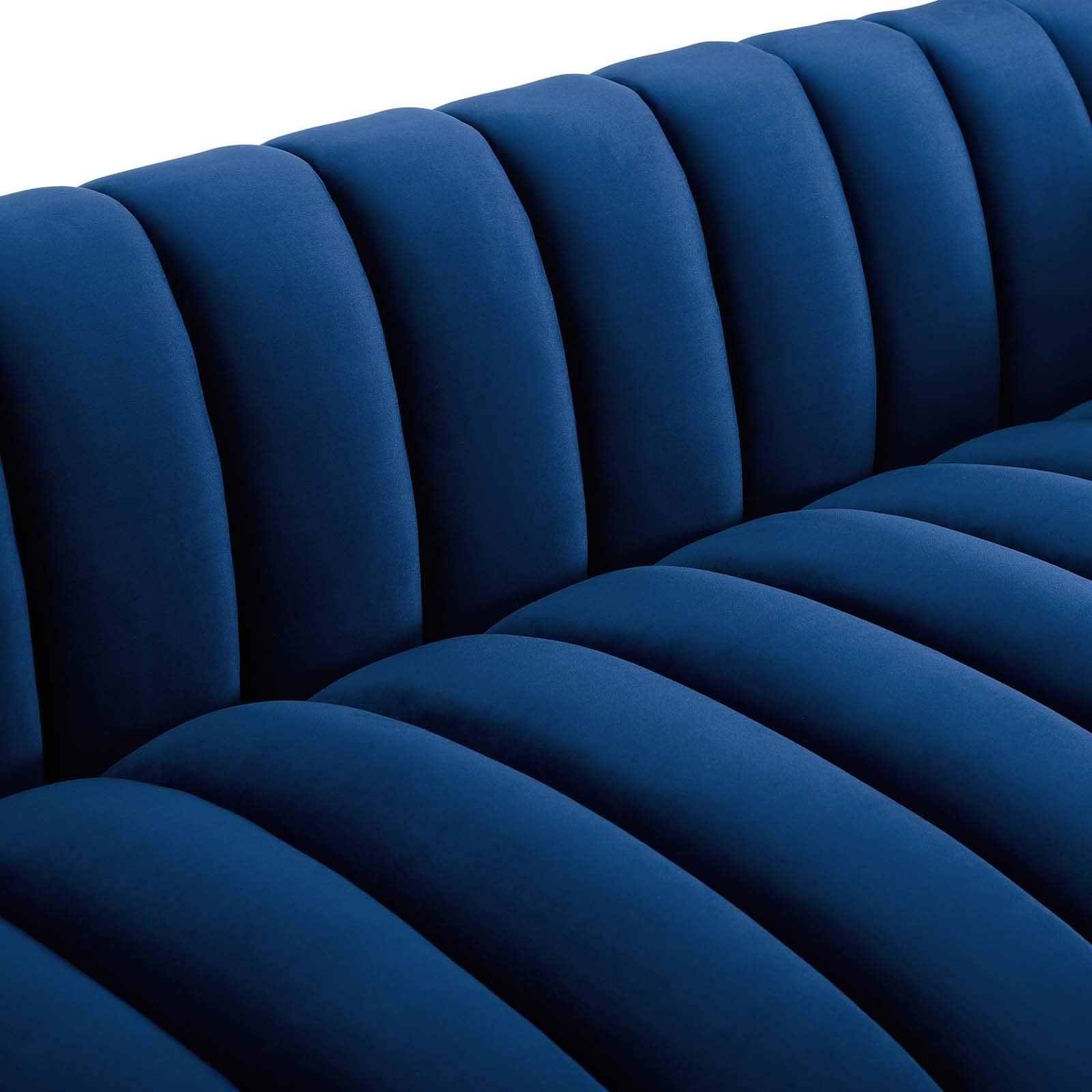 sofas | CasaFoyer Entertain Vintage-Inspired Sofa | Plush Tufted Stain-Resistant Velvet | Extra Wide 900 lbs Weight Capacity | Elegant Rimmed Base | Navy | casafoyer.myshopify.com