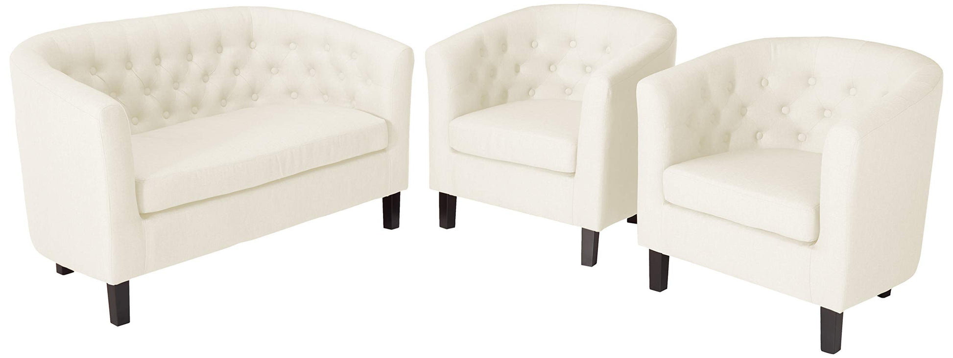 kitchen and dining room sets | CasaFoyer Prospect Button Tufted Performance Velvet Sofa Furniture Set | Luxury & Elegance | Chesterfield Design | Plush Foam Padding | Sturdy Wood Frame | Espresso Stained Legs | 1 Loveseat & 2 Armchairs | casafoyer.myshopify.com