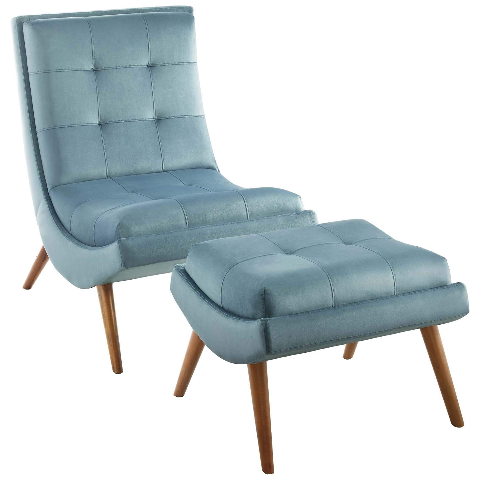 home office desk chairs | CasaFoyer Ramp Performance Velvet Lounge Chair & Ottoman Set | Stain-Resistant Upholstery | Tufted Button Accents | Cherry Stained Wood Legs | Ideal for Modern Living Rooms & Offices | casafoyer.myshopify.com