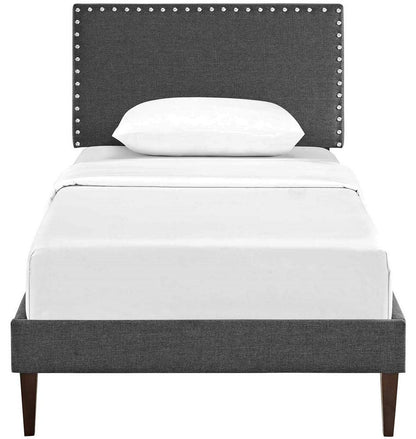 bed frames | CasaFoyer Macie Platform Bed | Wooden Frame | Polyester Upholstery | Tapered Wood Legs | No Box Spring Needed | Compatible with Memory Foam Mattresses | Ideal for Mid-Century Modern Bedrooms | Gray | casafoyer.myshopify.com