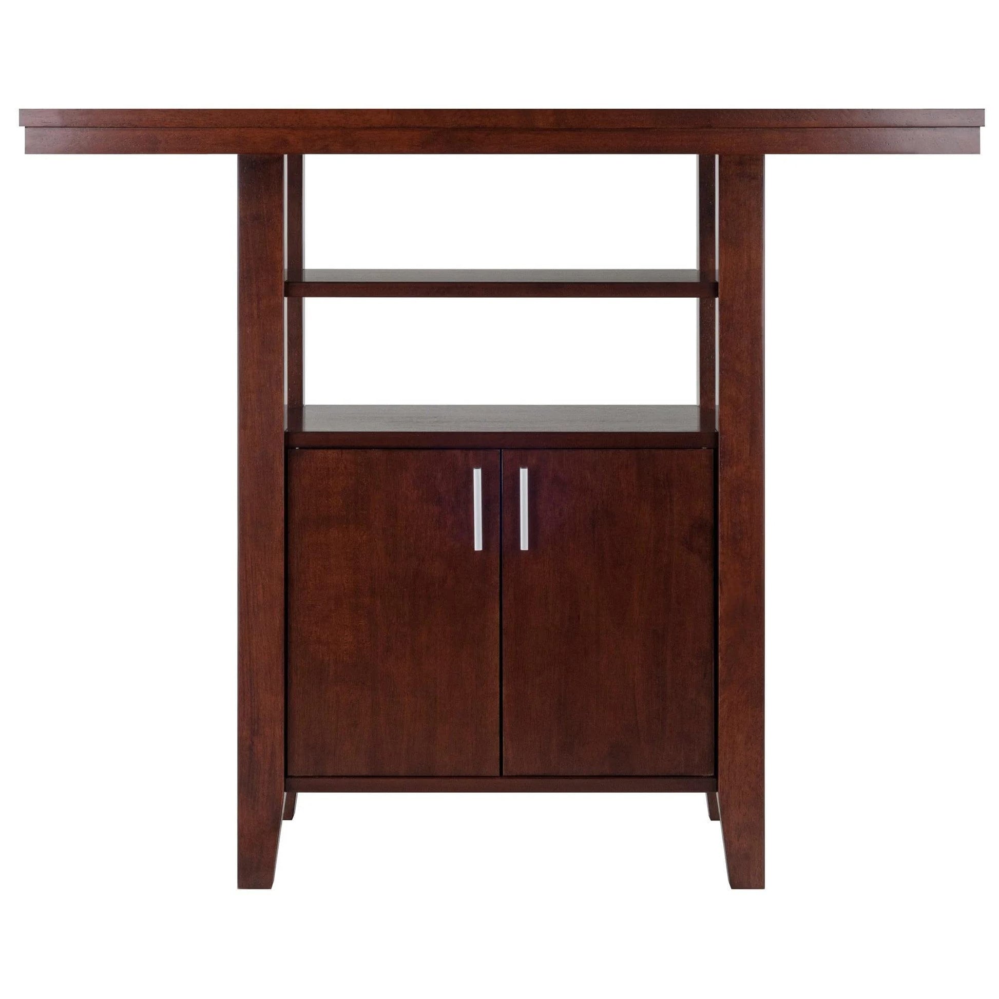 TABLE | CasaFoyer  Wood Albany High Table | Retro Design | Space-Saving | Multiple Uses | Kitchen, Dining, Dorm Room | Walnut Finish | Sleek Handles | Complete Set with Counter Stools | Easy Assembly | 41.7W x 29.9D x 35.8H | casafoyer.myshopify.com