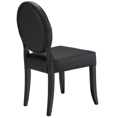 home office desk chairs | CasaFoyer Button Chair Set | Vinyl Installation | Transparent Design | Black Upholstery | Sleek Black Legs | Comfortable Seating | Set of 2 | casafoyer.myshopify.com