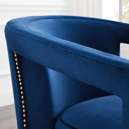 home office desk chairs | CasaFoyer Frolick Performance Velvet Accent Armchair | Stain-Resistant Upholstery | Gold Nailhead Trim | Matte Gold Base | Versatile & Elegant | Supports up to 300 lbs. | casafoyer.myshopify.com