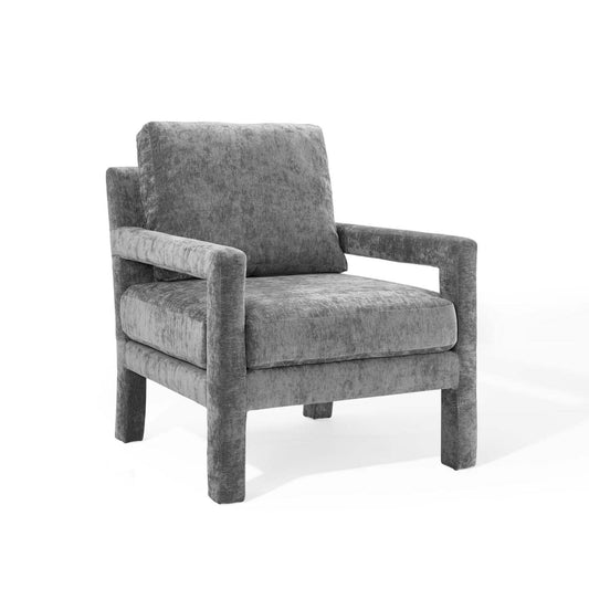 home office desk chairs | CasaFoyer Rehearse Crushed Performance Velvet Accent Armchair | Stain-Resistant | Foam Cushions | Upholstered Legs | Gray | casafoyer.myshopify.com