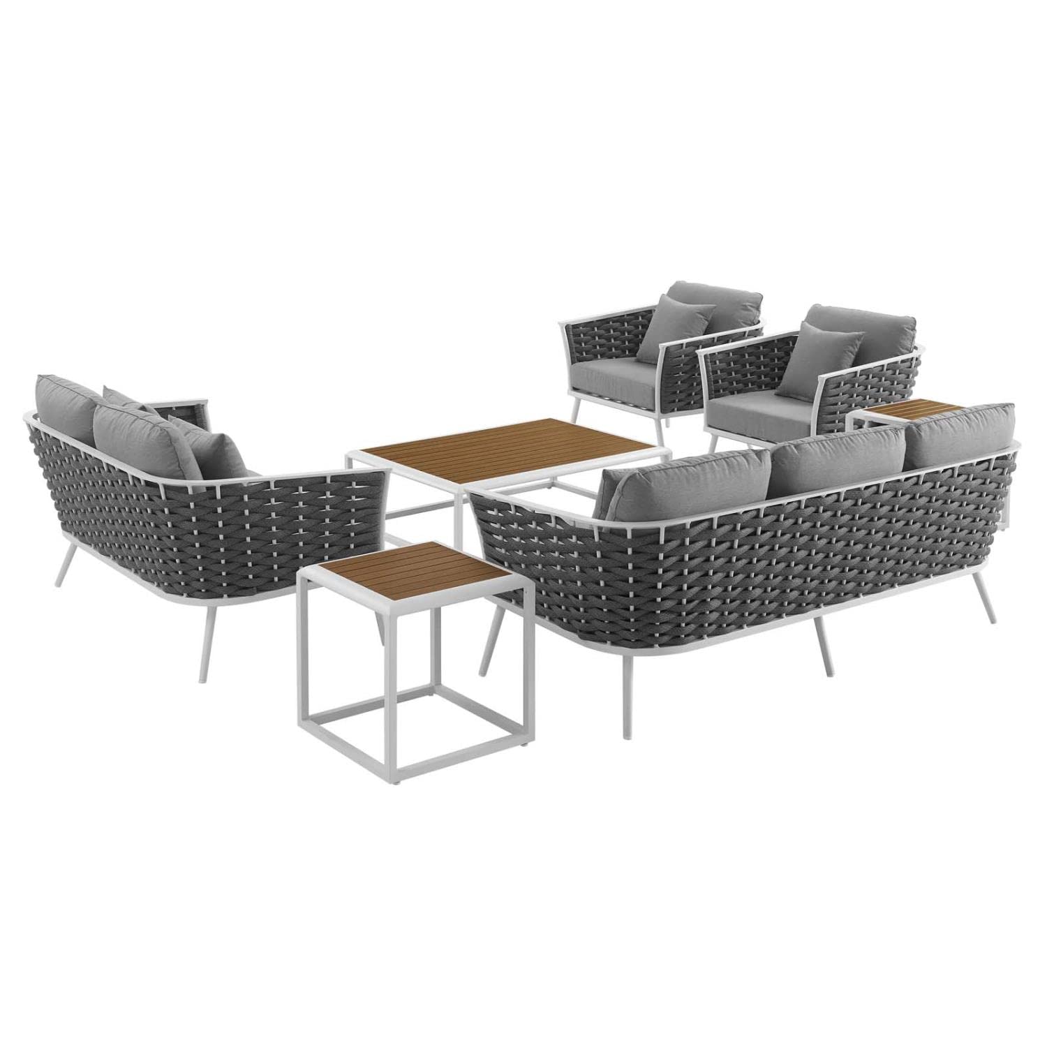 kitchen and dining room sets | CasaFoyer Stance Outdoor Collection | Contemporary Design Patio Set | Aluminum Frame | Synthetic Wood Tabletops | Waterproof Cushions | casafoyer.myshopify.com