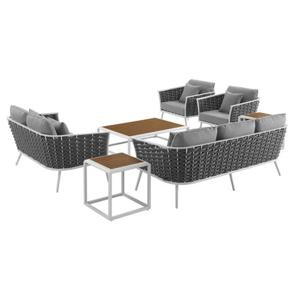 kitchen and dining room sets | CasaFoyer Stance Outdoor Collection | Contemporary Design Patio Set | Aluminum Frame | Synthetic Wood Tabletops | Waterproof Cushions | casafoyer.myshopify.com