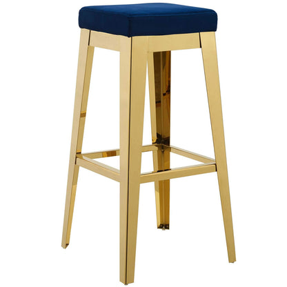 barstools | CasaFoyer Arrive Performance Velvet Bar Stool | Gold Stainless Steel Frame | Stain-Resistant Velvet Upholstery | Comfortable Cushioning | Elegant Design | casafoyer.myshopify.com